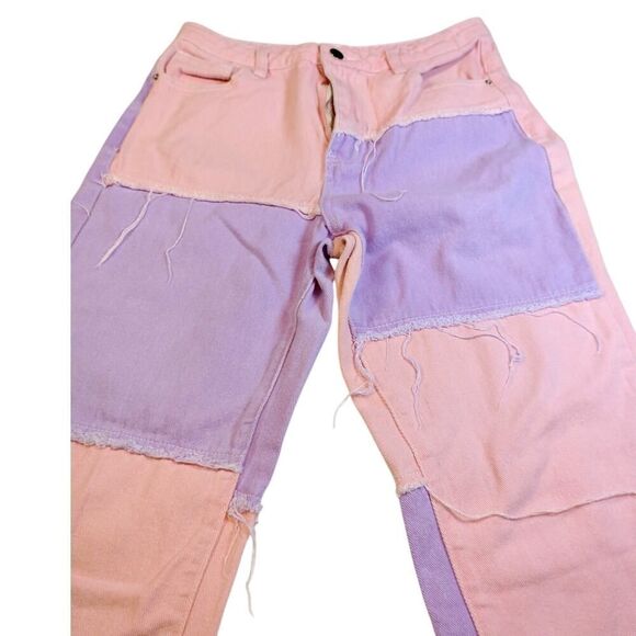 Shein Pink & Purple Patchwork Jeans - Size Medium (30") - Picture 1 of 4